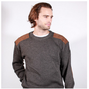 Aklanda 7415 Men's Crew Neck Pullover With Suede Patches