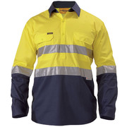 Bisley BSC6896 2 Tone Hi Vis Cool Lightweight Closed Front Shirt 3m Reflective Tape - Long Sleeve 