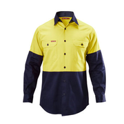 Hard Yakka Y07982 Hi- Vis 2Tone Cotton Drill Shirt Long Sleeve