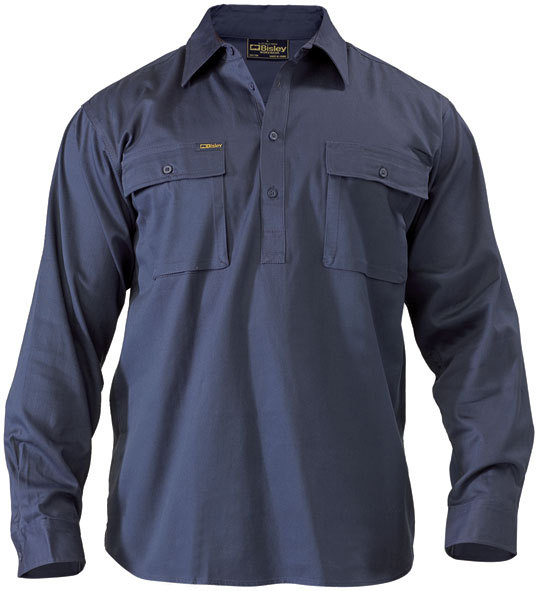 Bisley BSC6433 Closed Front Cotton Drill Shirt - Long Sleeve