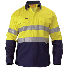 Bisley BT6456 2 Tone Hi Vis Shirt 3m Reflective Tape - Long Sleeve 