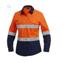 King Gee K44544 Womens Workcool 2 Hi-Vis Reflective Spliced Shirt L/S
